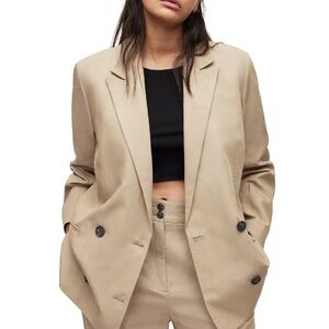 All Saints Petra Tan Over Sized Linen Blend Blazer Women’s  size 0